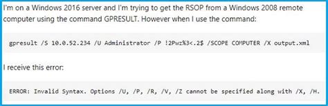 gpresult invalid namespace